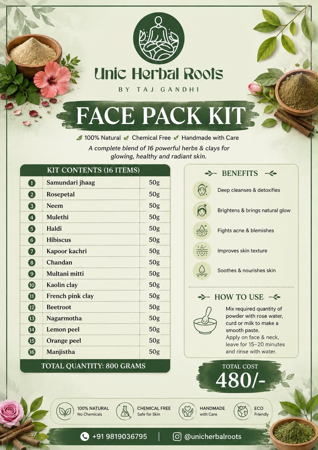 Face pack kit